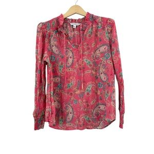 Counterparts Pink Paisley Floral Long Sleeve Blouse